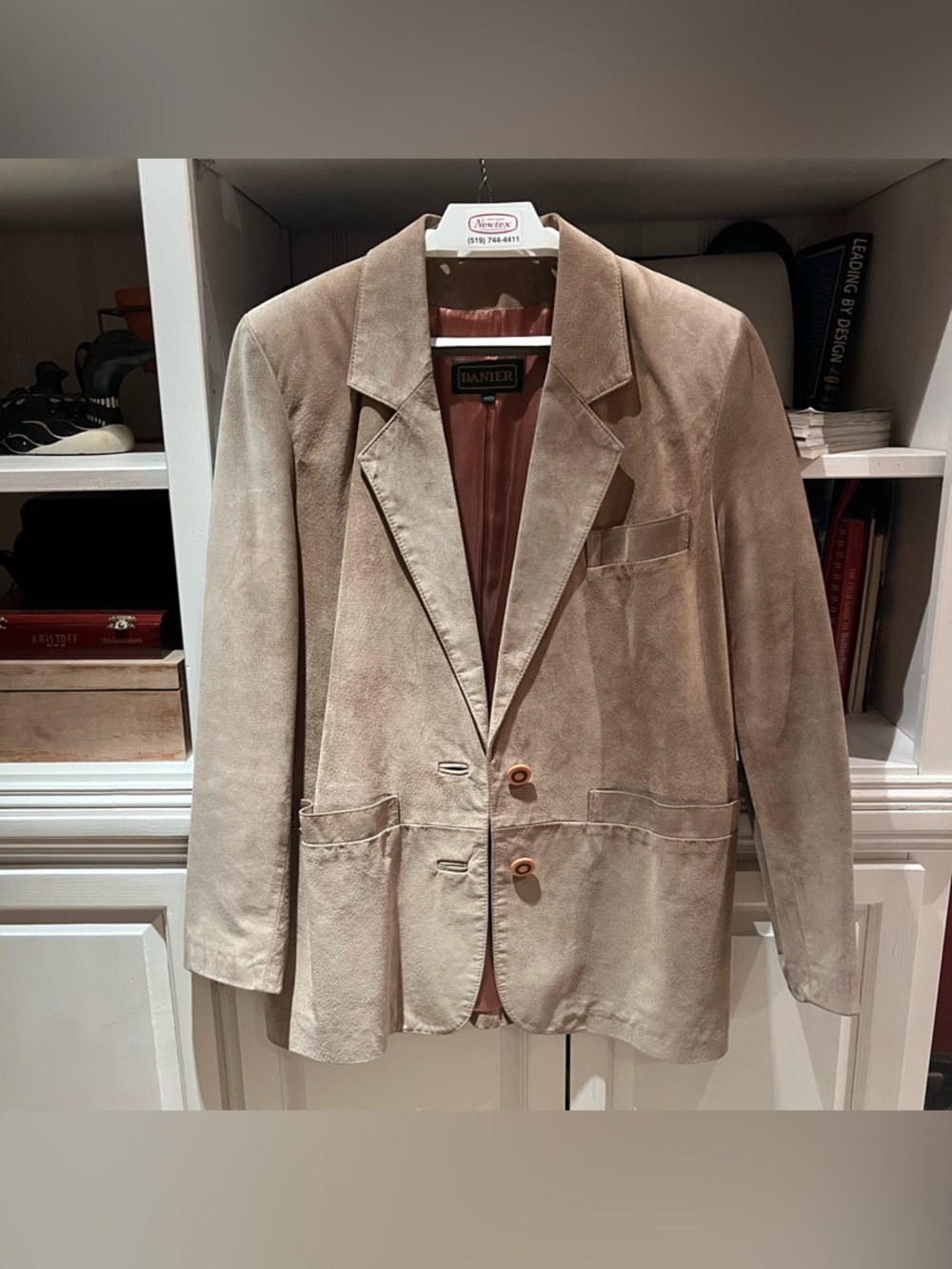 Danier Leather Suede Blazer - Vintage, Beige Tan satin lined